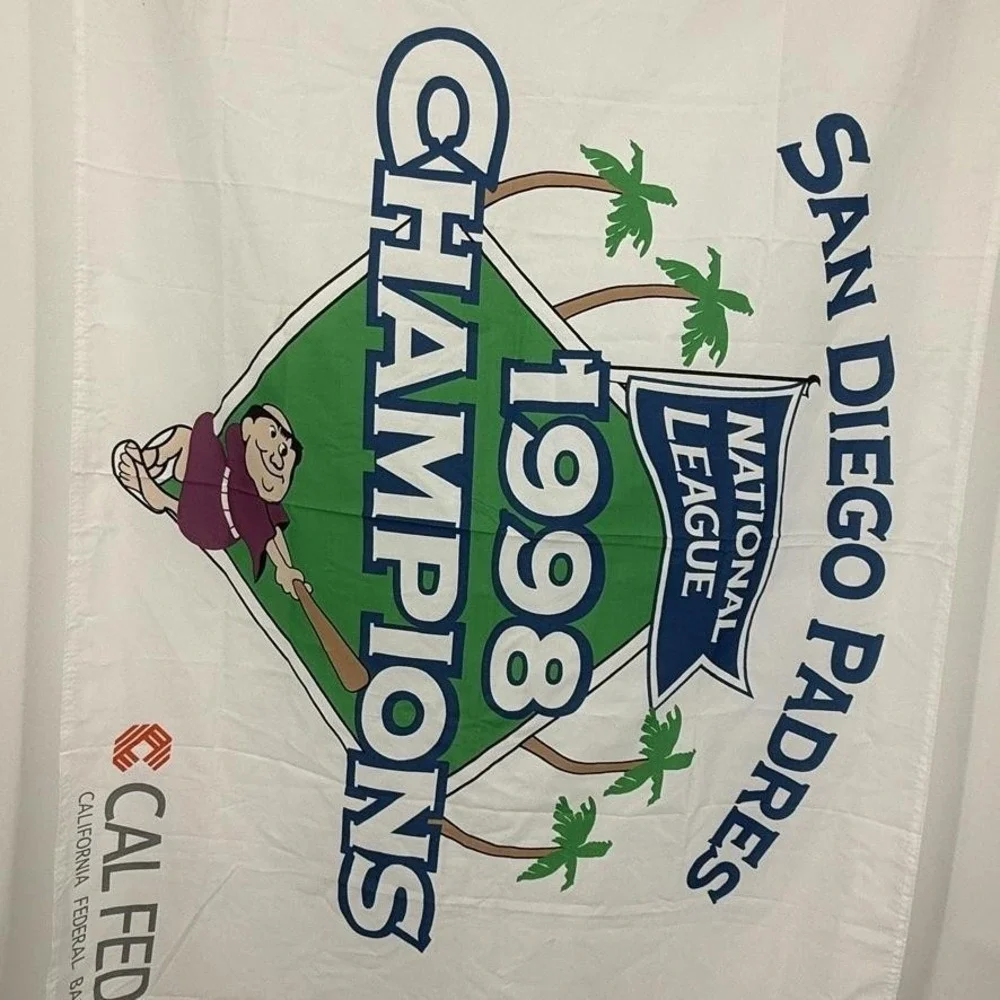 Vintage San Diego Padres Flag Unisex OS White 1998 Champions National League 90s